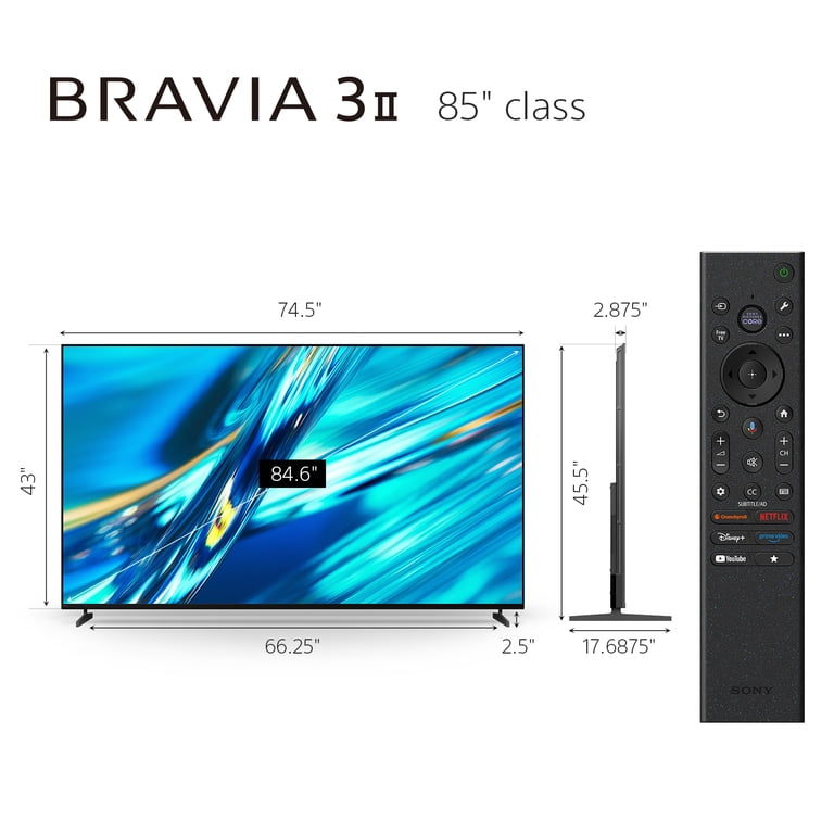 Sony 85” Class BRAVIA 3 II 4K HDR LED Smart Google TV with Gemini