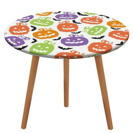 

Bybiment Round Fitted Tablecloth with Elastic Edge Cartoon Pumpkins Pattern Halloween Decorative Tablecloth Table Cover 39 Inch