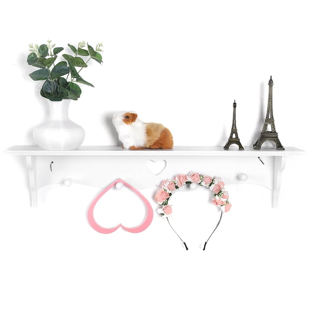 Wall Shelf, White PVC Wood-plastic Board Storage Wall Shelf, For Living Room