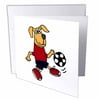3dRose Cute Brown Puppy Dog Playing Soccer, Greeting Cards, 6 x 6 inches, set of 6