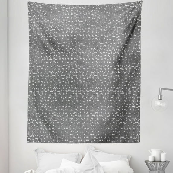 Abstract Tapestry, Geometric Pattern of Small Triangles over Grey Spotty Backdrop Geometric Details, Fabric Wall Hanging Decor for Bedroom Living Room Dorm, 5 Sizes, Grey White, by Ambesonne
