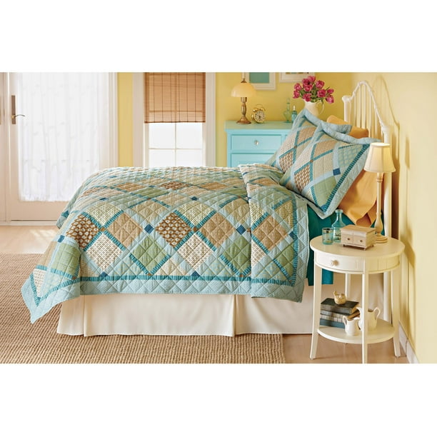 Mainstays Diagonal Plaid Quilt Twin