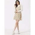 thumbnail image 3 of DARING DIVA Polka Dots Pattern Suspender Mini Overall Dress Skirt XS Beige-Floral, 3 of 6