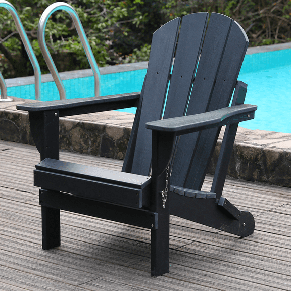 Zinkitool HDPE Folding Adirondack Chair, with All-Weather Design, Black, 29.33 X 27.95 X 34.64 in
