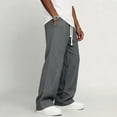 thumbnail image 4 of Fabrcox Linen Pants Baggy Wide Leg Mens Pants Summer Beach Vacation Travel Lightweight Drawstring Big and Tall Mens Lounge Pants with Pockets Gray L, 4 of 9