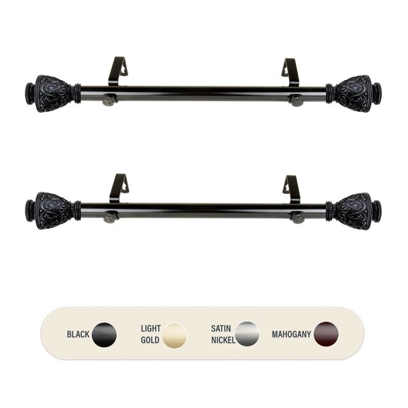Virginia 1 inch Side Curtain Rod 12-20 inch long (Set of 2) - Black