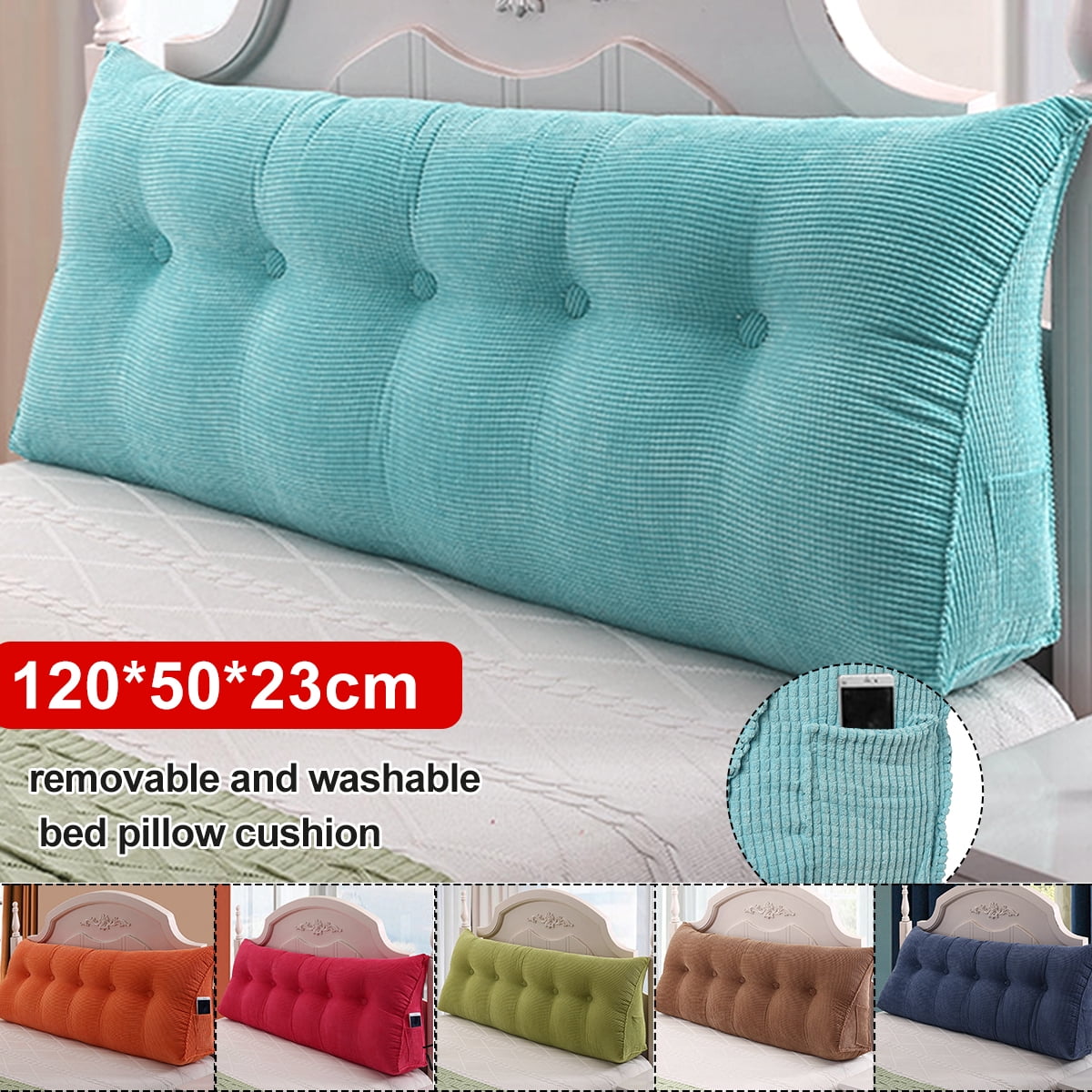 Details about   39'' Back Bolster Triangular Wedge Reading Pillow Headboard Daybed Cushion 