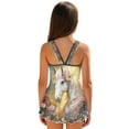 thumbnail image 2 of Uourmeti Girls' Floral Crown White Horse Print Skirted One-Piece Swimsuit - Soft Stretchy Quick Dry Swim Dress for Beach & Pool Vacation, 2 of 8