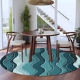 thumbnail image 4 of Abstract Round Living Room Rugs 8 ft, Turquoise Gradient Waves Beach Lines Washable Large Area Rug with Non-Slip Sturdy Edge Binding Round Carpet for Dining Room Kitchen Office, 4 of 9