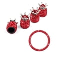 thumbnail image 5 of FRCOLOR Car Stem Cap 5PCS/Set Universal Crown Shape Rhinestone Car Start Key Tire Dust Caps Decoration Auto Stem Caps Ignition Button Ring (Red),1.57"X1.57"X0.08", 5 of 5