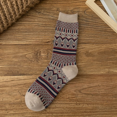 

3 pair Women Multicolor Retro Ethnic Style Casual Pattern Socks Color Random