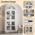 thumbnail image 5 of 71.65" Tall Arched Cabinet, Kitchen Pantry Cabinet with Wood Doors, 5-Tier Bookshelf Modern Farmhouse Arched Bookcase, Wooden Display Bookcase for Home Office Bar Living Room, 5 of 8