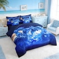 thumbnail image 2 of Manfei Fantasy Dolphin Bedding Comforter Set for Kids Boys and Girls, Romantic Ocean Print King Bedding Sets, Navy Reversible 7-Piece, 2 of 6