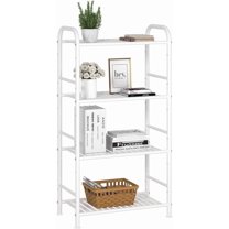 4-Tier Adjustable Shelving Unit, Heavy Duty Storage Rack Organizer Metal Corner Shelf for Kitchen Living Room Laundry Pantry Bathroom (White, 4 Tier)