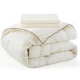 thumbnail image 3 of Peace Nest Hotel Collection Satin Silky All Season Down Alternative Comforter for a Restful Night's Sleep, Cream, King, 3 of 6