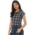 thumbnail image 1 of Camisa A Cuadros Allegra K Con Cuello Abotonado Azul Marino XL, 1 of 6