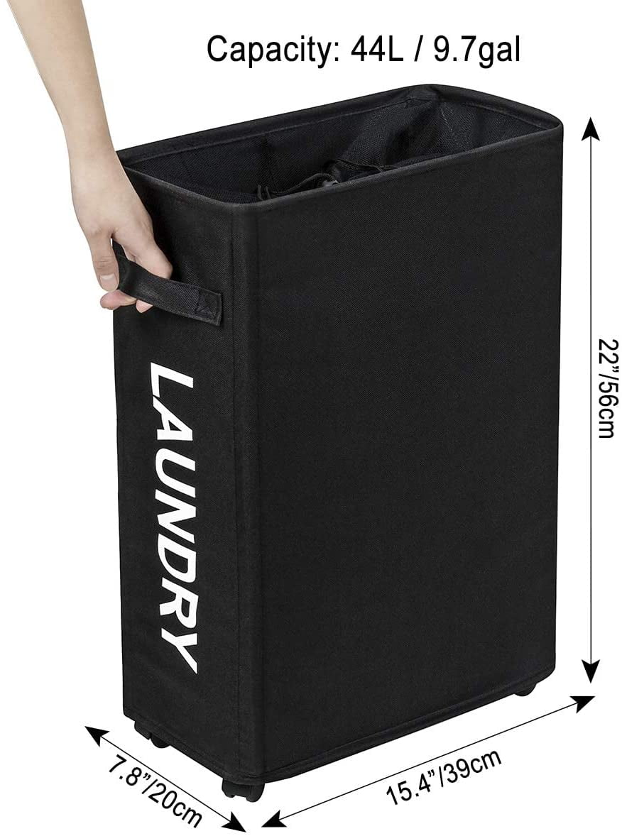 Laundry Basket on Wheels, Waterproof Slim Laundry Storage Hamper Corner