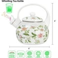thumbnail image 3 of 2.3 Quart Vintage Enamel Tea Kettle Whistling for Stove Top Floral on Steel Home, 3 of 6