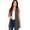 Heather Charcoal, variant on Women's Sleeveless Draped Neck Sweater Vest with Pattern Print – Open Front