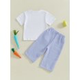 thumbnail image 4 of aturustex Little Boys 2pcs Easter Pants Outfits 6M 12M 18M 2T 3T 4T Toddler Short Sleeve T-shirt Bunny Embroidery Shirts Crew Neck Tee Shirt Tops and s Spring Summer Outfit for Holiday Party, 4 of 7