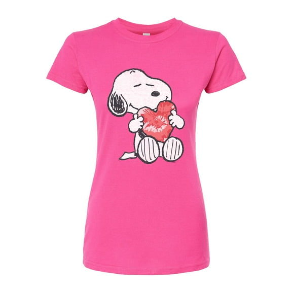 Peanuts - Snoopy With Heart - Juniors Fitted Tee