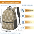 thumbnail image 3 of Brown and White Checkered Pattern 17" School Backpacks for Teens,Waterproof Oxford Fabric,S-Shape Padded Straps for School,Travel,Hiking,Camping, 3 of 6