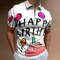 thumbnail image 2 of Happy Birthday! Men Zipper T-shirt Summer Casual Short Sleeve T-shirt Top, 2 of 7