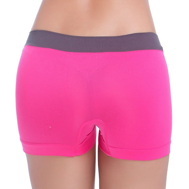 DPTALR Women Sports Gym Workout Waistband Skinny Yoga Shorts Pants Hot Pink  