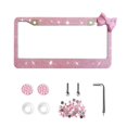 thumbnail image 6 of 2PC Bling License Plate Frames for Women,Bedazzled Diamond Sparkly Glitter Stainless Steel Car License Plate Holder with Screw Caps for Women, 6 of 7