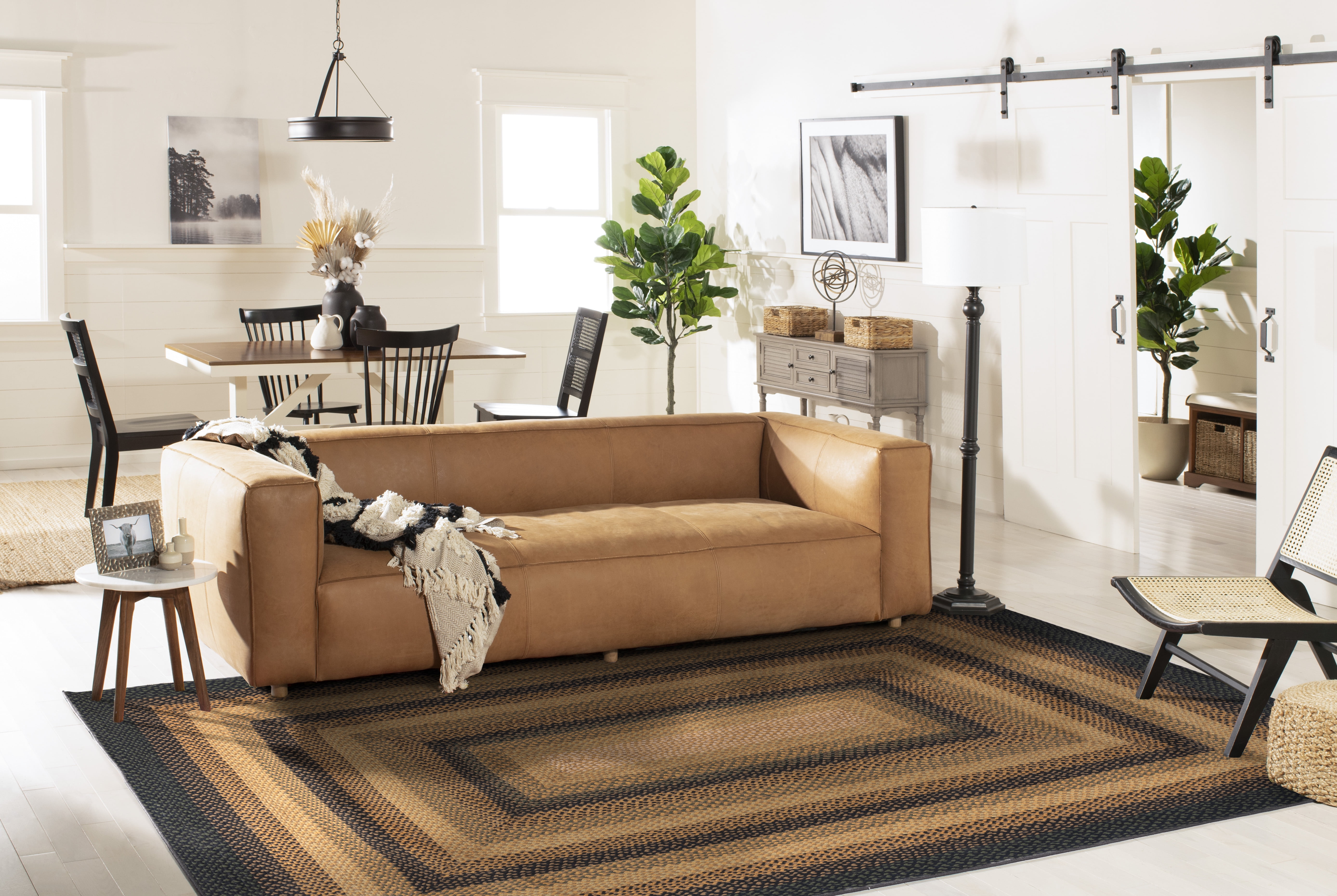 SAFAVIEH Braided Claes Bordered Reversible Area Rug, Gold/Sage, 6' x 6' Square