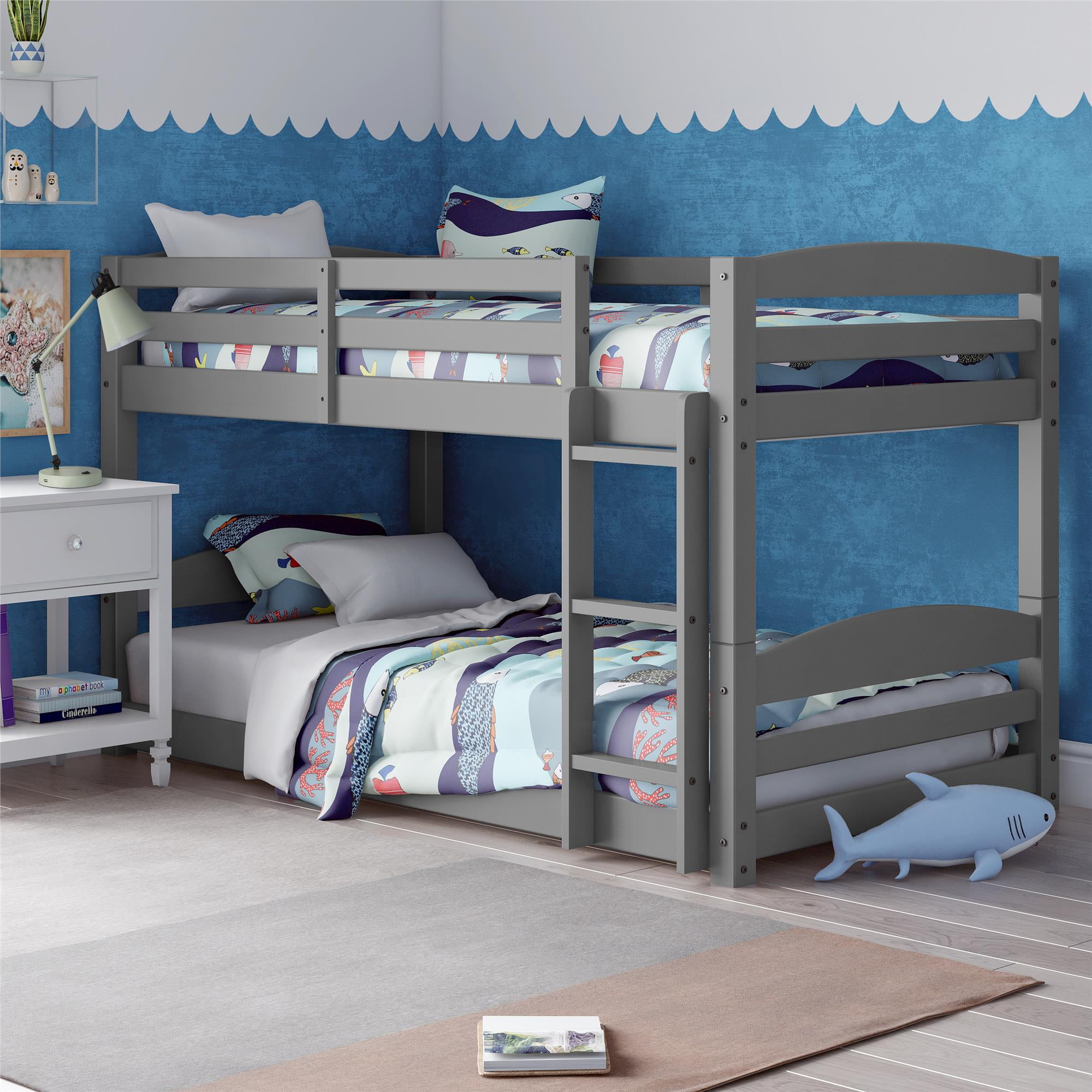 Better Homes and Gardens Tristan Twin Floor Bunk Bed, Gray - Walmart.com