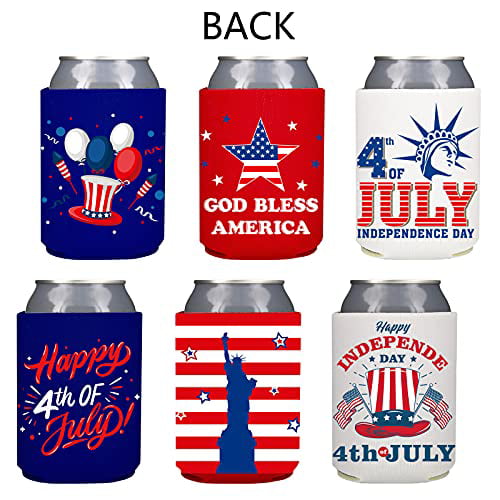 3 DiffDesigns, Set/6 Drink Holders Fourth of July 4th of July Koozies 
