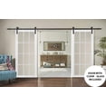 thumbnail image 3 of Sturdy Double Barn Door with Clear Glass 12 lites | Felicia 3355 Matte White | 13FT Rail Hangers Heavy Set | Solid Panel Interior Doors, 3 of 6