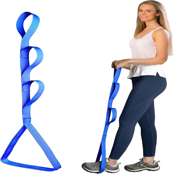XIRQI 42 Inch Leg Lifter Strap with Rigid Loop - Mobility Aid for Hip & Knee Surgery Recovery - Assists Getting In/Out of Bed, Car & Wheelchair - Durable Multi-Loop Handle