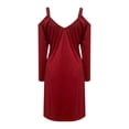 thumbnail image 4 of Sexy mujer verano Casual suelta manga completa lentejuelas brillantes cuello en V hueco sin grapas sólido Sling vestido Fridja  NMB3588, 4 of 6