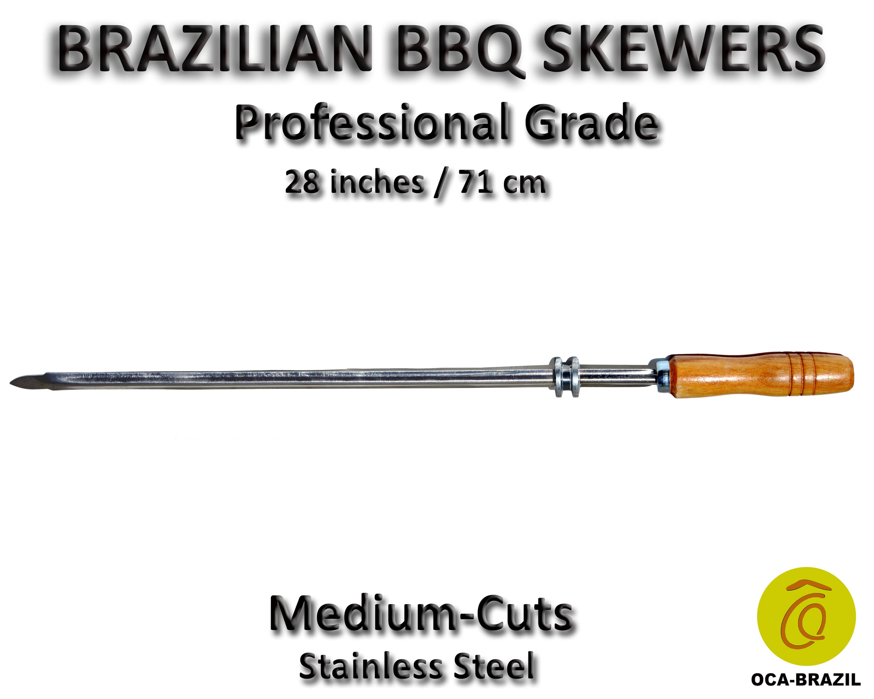 Brazilian Skewers for BBQ 28" Medium Cuts Set of 4 Professional Grade 