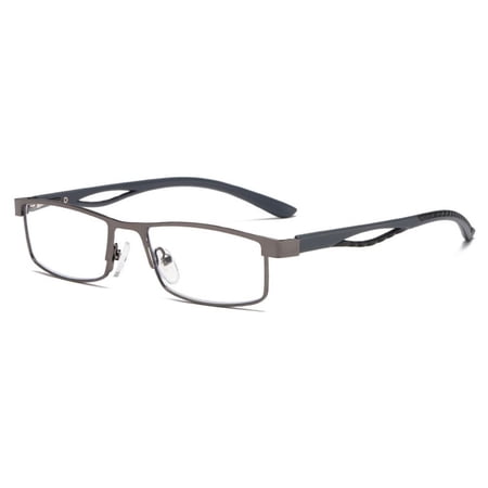 Men Women Simple Frame Classic Eye Protection Business Reading Glasses Anti-Blue Light Ultra Light Glasses GREY STRENGTH 100