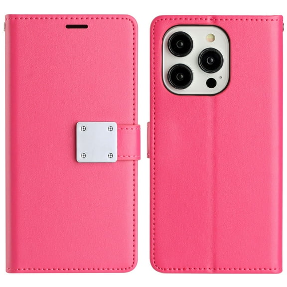 Extra Series Essential Leather Wallet Stand Case for iPhone 14 - Pink