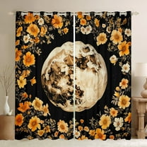 jejeloiu Retro Rustic Floral Blackout Curtains Set of 2 (38x54 Each),Galaxy Planet Curtains and Drapes,Country Flower Living Room Curtains For Girl Teens,Microfiber Bedroom Decor