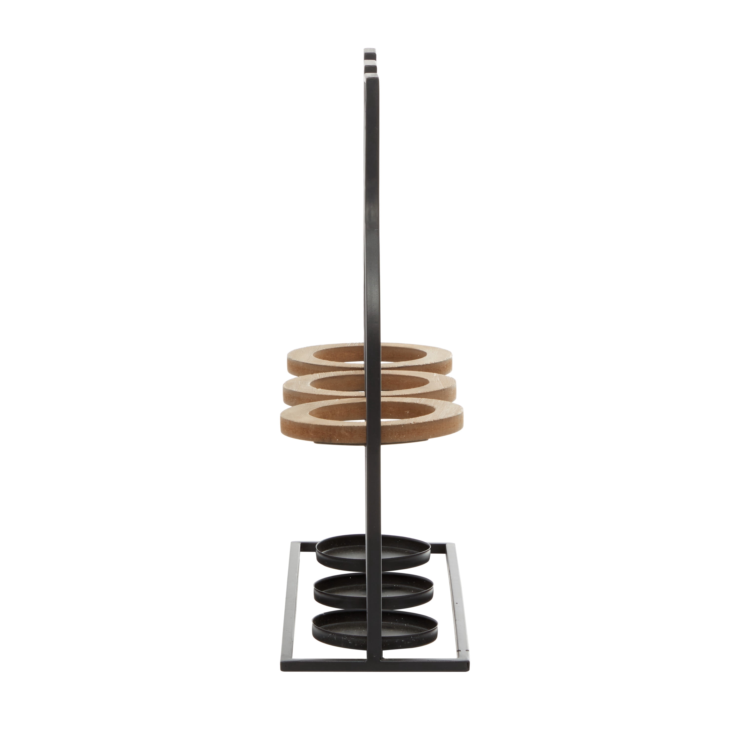 DecMode 17" x 16" Black Metal Bottle Shaped 3 Bottles Wine Holder, 1-Piece
