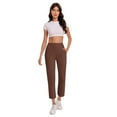thumbnail image 7 of YanHoo Capri Pants for Women Wide Leg Yoga Dress Cropped Pants Capri Leggings Tummy Control Workout Casual Summer Pants with Pockets Coffee,M, 7 of 7