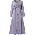 thumbnail image 3 of NANAHuang Womens Fall Dresses for Wedding Guest, Casual Plus Size Cross Button Long Sleeve Tiered Maxi Dress with Pockets, 3 of 6