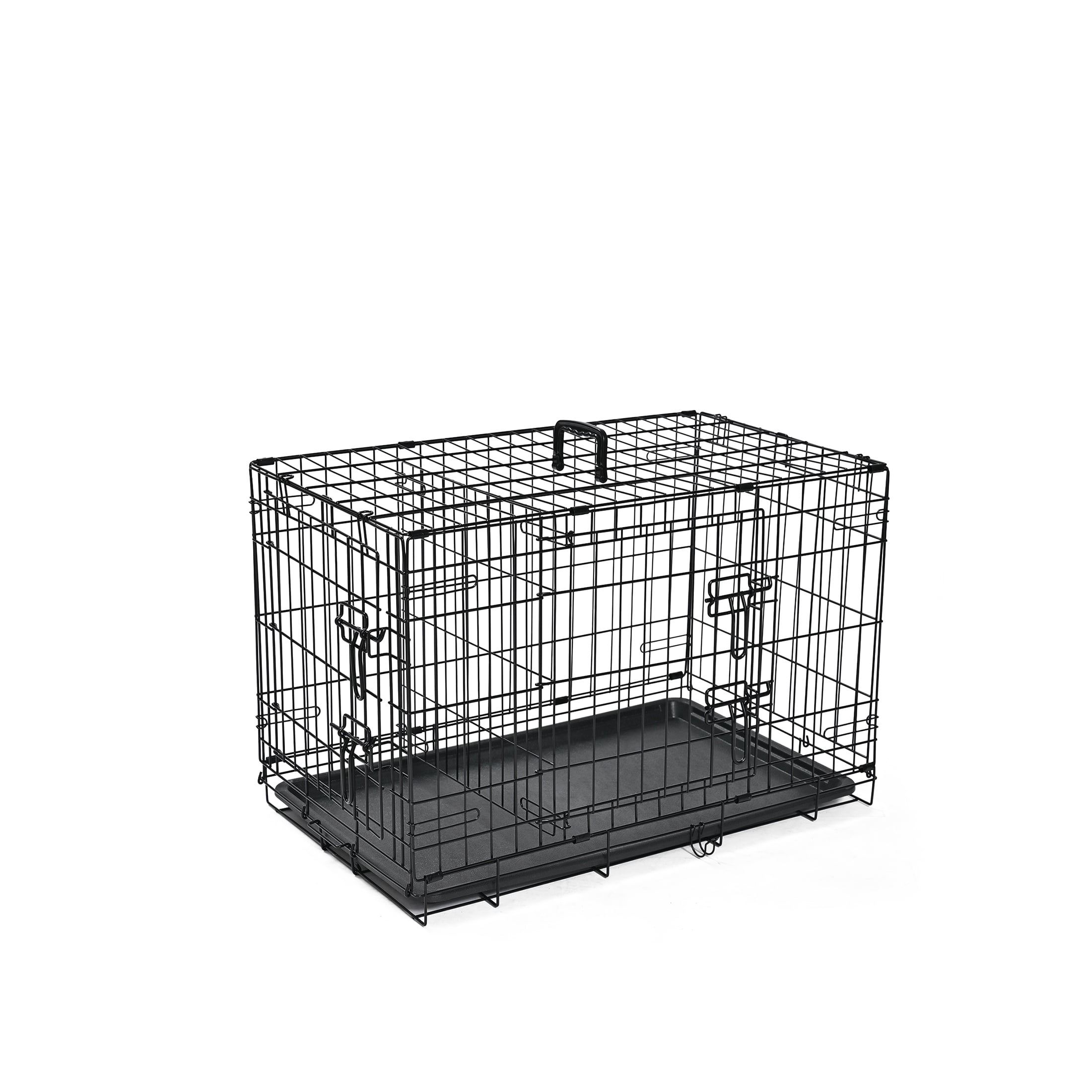 ABC Pet Folding Metal Dog Crate, Durable Double-Door Wire Pet Kennel with Leak-Proof Tray,24x16.7x18.5inch