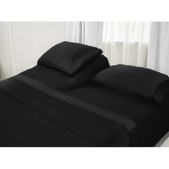 1000 Thread Count, 100% Egyptian Cotton Bedsheet Set, 4 PC Split Head Sheet Set for Adjustable Bed [Top Split Head Queen- 28", Black], Fits Mattress upto 15" Deep Pocket