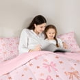 thumbnail image 4 of jejeloiu Ribbon Bowknot Bow 7-Piece Twin Bedding Sets,Orange Stars Print Bedding Comforter Set For Bowtie Girls Reversible, 4 of 7