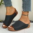 thumbnail image 2 of Hopeusnice Wedges Shoes for Women Trendy Non-Slip Breathable PU Materials Summer Shoes Thick-Soled Wedge Heel Soft Open Toe Sandals Women's Wedges Shoes Outdoor Shoes Black 39, 2 of 9