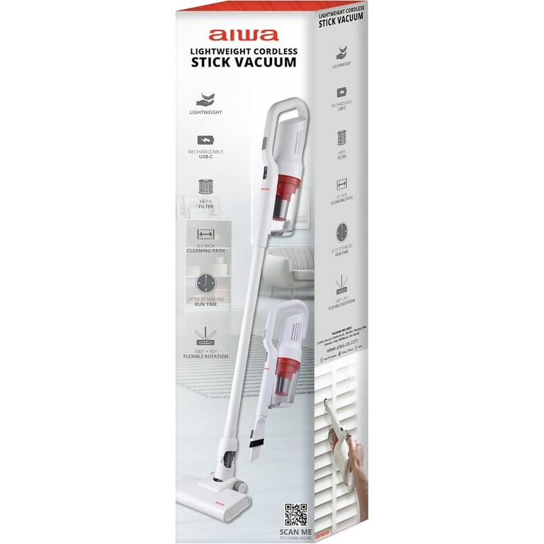 Aiwa Cordless Stick Vacuum Cleaner with Washable HEPA Filter and
