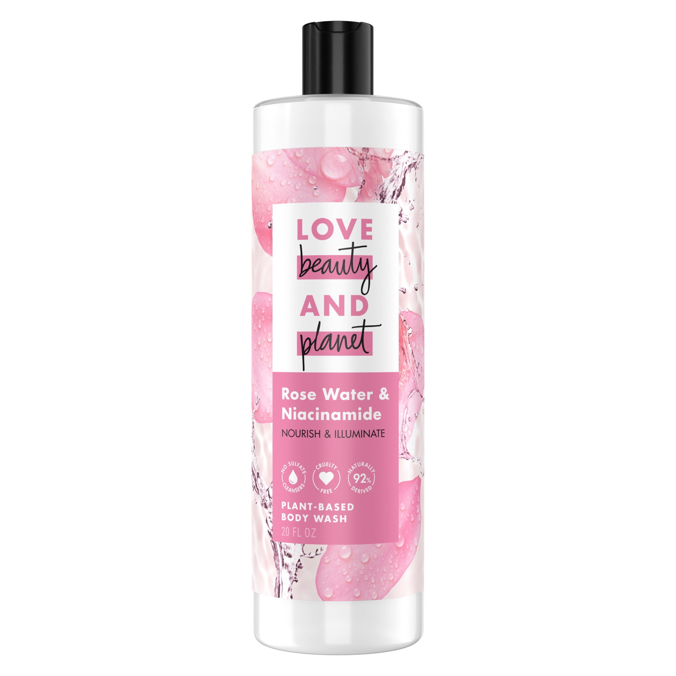 Love Beauty and Planet Plant-Based Body Wash Rose Water and Niacinamide, 20 oz