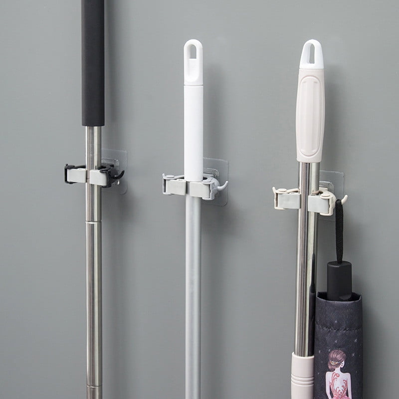 3 Pack Mop Broom Hooks Holder Clip Wall Mounted Brush Handle
