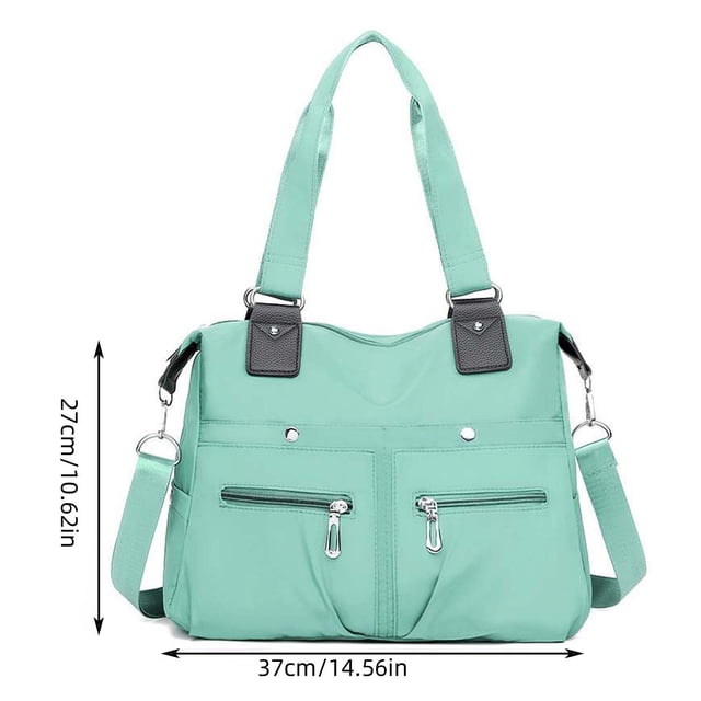 Large Capacity Nylon Shoulder Tote Bag,Multi Pocket Travel Work School Organizer Backpack,Zippered Laptop Compartment Handbag With Adjustable Strap,Multifunctional Travel Organizer Bag